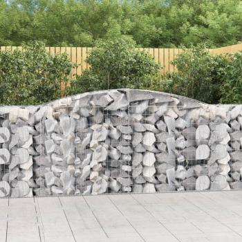 Cestas de gaviones Arc Gabion 4 piezas 400x50x100/120 cm Hierro galvanizado Plateado