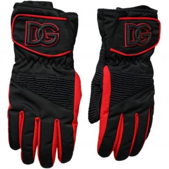 Dolce & Gabbana Black Red Nylon Wrist Length Gloves - Size ONE SIZE Unisex
