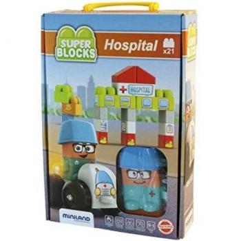 Set de Juego Educativo Miniland Super Blocks: Hospital para Bebés a partir de 1 Año, 17 Piezas