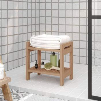 Mesa auxiliar de baño de madera maciza de teca 45x30x45 cm Marrón