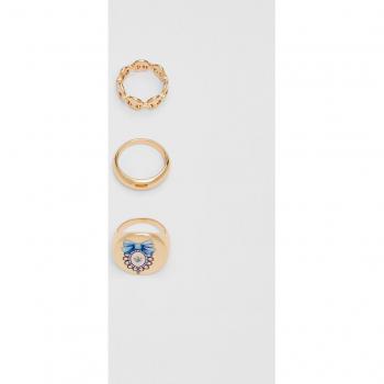 Gold Bow Ring Set of 3 OS