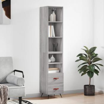 Aparador alto de madera contrachapada gris Sonoma 34,5x34x180 cm