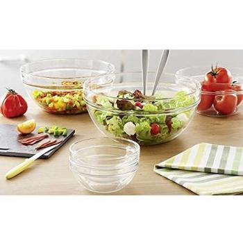 Cuenco de vidrio apilable 625ml, 14x6.2 cm, transparente, redondo, paquete de 6 piezas
