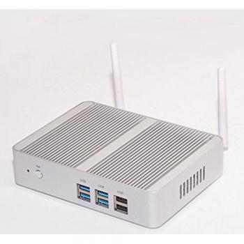 New Skylake i3 6100U Mini Box PC, Fanless PC, HTPC, Desktop PC 4G RAM 60G SSD with Rich IO: VGA HDMI LAN USB2.0 USB3.0 WiFi, 1080P, Sliver Aluminum Shell