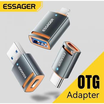 Adaptador OTG USB 3.0 Tipo C a Micro USB y iPhone 3A gris para MacBook y Xiaomi