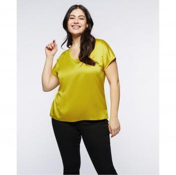 Camiseta de mujer semibrillante con cuello de pico