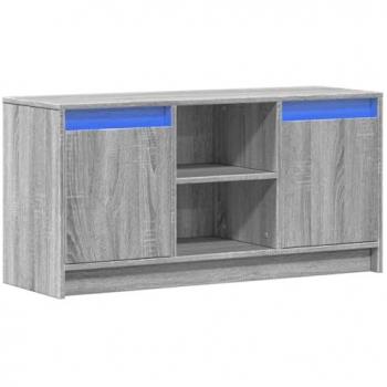 Mueble de TV con LED madera ingeniería gris Sonoma 100x34x50 cm, Soporte de TV, aparador de TV, Mueble HiFi, Banco de TV, Armario de TV