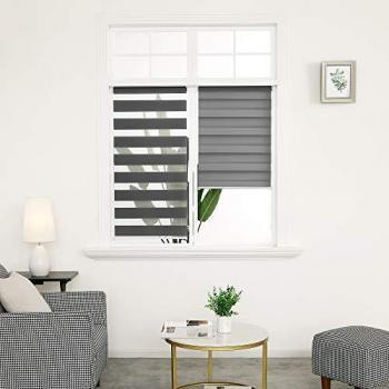 Deconovo Estor Enrollable Doble Tejido Noche y Día Persiana Enrollable para Ventanas y Puertas 80x220cm Gris Ceniza