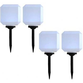 vidaXL 4X Lámparas Solares LED Exterior Esféricas Iluminación Jardín Decorativa para Senderos Patios Balcones Ajustables Útiles Automáticas 30cm RGB