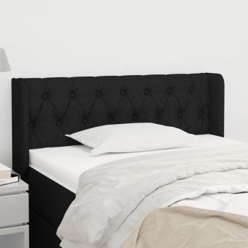 Cabecero de Tela Negra con Orejas 103x16x78/88 cm