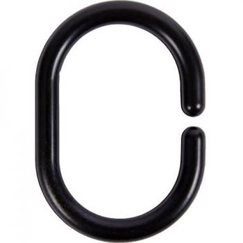 WENKO Anillas para cortinas negro - Juego de 12 unidades, pequeño, Plástico, 4.5 x 3 cm, Negro