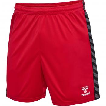 Hummel Pantalones Cortos Authentic PL - Pantalones cortos deportivos, tejido ligero, diseño de corte clásico, logo de Hummel en la pierna, cintura elástica con cordón ajustable, material transpirable y de secado