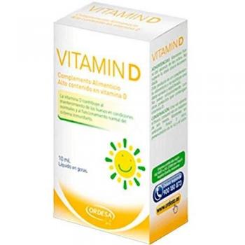 Vitamin D 10ml, complemento alimenticio que incorpora un alto contenido de vitamina D. Dosificación de 1 a 3 gotas según criterio del profesional sanitario