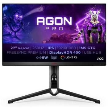 AOC AGON PRO AG274FZ 27 Full HD LED IPS Monitor, 1920 x 1080 pixels, 260Hz Refresh Rate, G-Sync Compatible, Black/Red