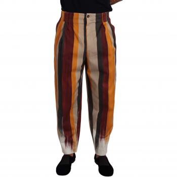 Dolce & Gabbana Multicolor Striped Cotton Tapered Trouser Pants - IT50 | L, Slim-fit, Male, Size: L