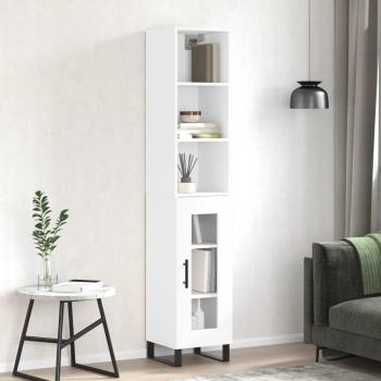 Aparador alto de madera multicapa blanco pulido 34,5x34x180 cm
