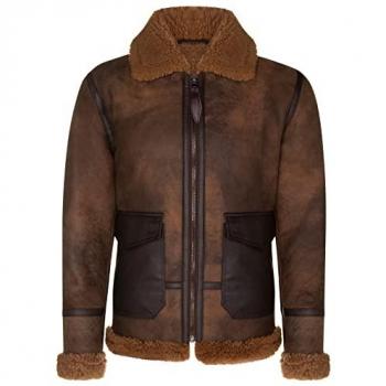 Infinity Leather Men's Antique B3 Sheepskin Aviator Jacket - Brown - Size 3XL
