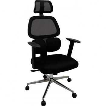 Silla de Oficina Ergonómica con Reposabrazos y Cabecero - Color Negro