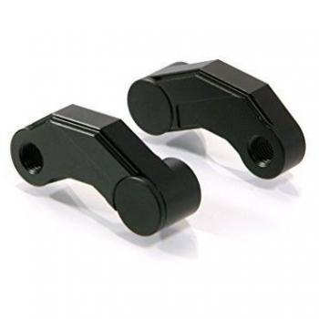 Moto Espejo Bandas Extensores CNC Mecanizada Aluminio Pulido - Negro - Par
