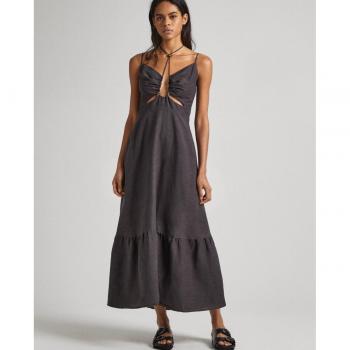 Vestido Pepe Jeans Mujer Dina Gris con Detalles de Aberturas Frontales