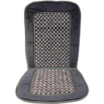 Carpoint 0323219 - Funda de bolas de madera para asiento, color gris y negro