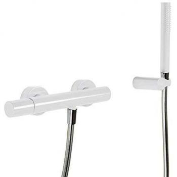 Tres Griferia - Monomando Ducha Ducha De Mano Anticalcárea Con Soporte Orientable Y Flexo Satin