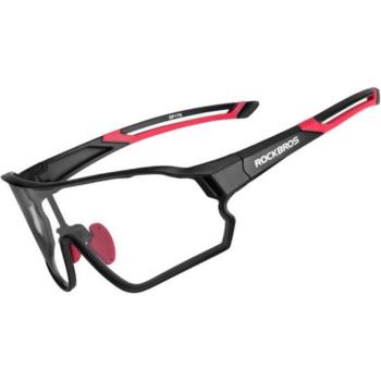 Gafas de ciclismo fotocromáticas UV400 con montura y filtros UVA y UVB, negras y rojas