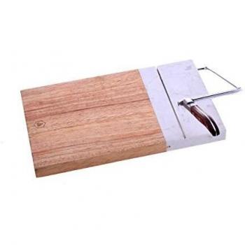 LAGUIOLE - Tabla de foie gras - Mango binaural y de madera de acero inoxidable - Madera y mármol de hevea - Imprescindible para tus comidas navideñas - Madera, acero inoxidable, mármol - Gris, Marrón