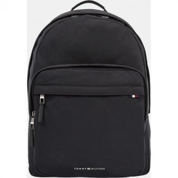 Tommy Hilfiger TH Signature Black Polyester Backpack with Laptop Compartment, Size: ONE SIZE, Male