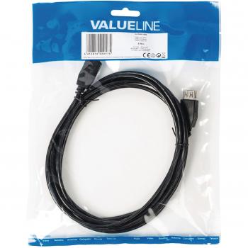 Cable USB 2.0 A Macho a Hembra 3m Negro Valueline