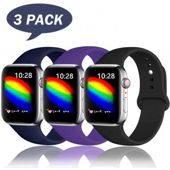 DCMEKA Correa Compatible con Apple Watch 38mm 42mm 40mm 44mm, Correa de Repuesto de Silicona Suave para Apple Watch Series 5/4/3/2/1, S/M, M/L