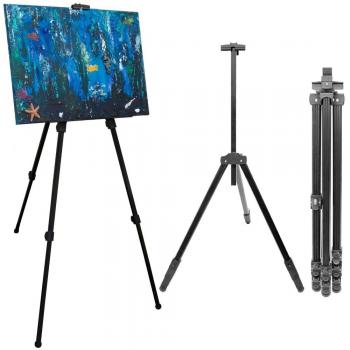 Caballete para pintores de eyepower | Trípode de aluminio para sujetar exponer pintar cuadros | Armazón de tres pies para sostener lienzos ajustable en altura desde 57 cm a 180 cm | incl bolsa de transporte