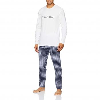 Calvin Klein L/s Set, Pijama para Hombre, Blanco