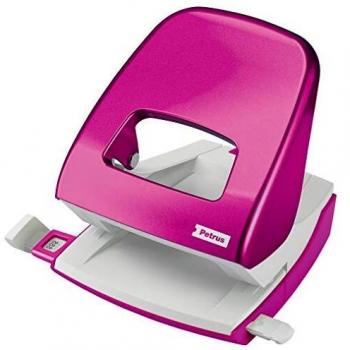 Petrus 623587 Taladro de Oficina con Barra Guía y Marcas de Formato, Perfora 30 Hojas, Metal, Gama WOW,Fucsia