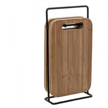 Set de 4 Tablas de Cortar para Tapas en Bambú con Soporte Metálico - Five®