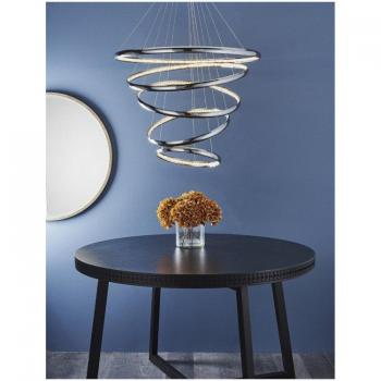 Ozías Colgante de Techo LED con Placa de Acero Cromo y Cristal Transparente