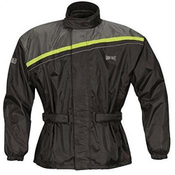 Chubasquero GMS Douglas Negro-Amarillo Fluo, Chaqueta de lluvia para motocicleta, Talla 5XL
