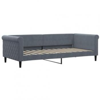 Sofá cama de día gris oscuro de terciopelo 90x200 cm sin colchón