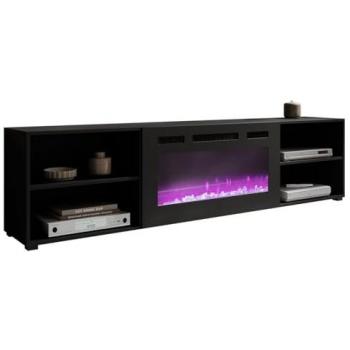 Mueble TV Charlotte 191 con LED y diseño negro, dimensiones 200 x 51 x 33 cm