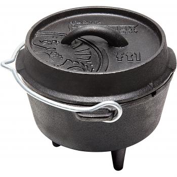 Horno Holandés de Hierro Fundido Petromax FT1-T, Olla con Tapa y Base Plana, Capacidad 0.93L
