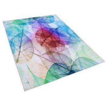 Alfombra Multicolor 140 x 200 cm Estampado de Hojas Pelo Corto Antakya