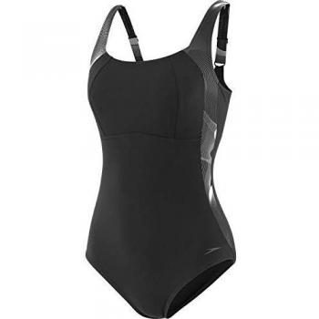 Speedo Lunalustre Printed 1 Piece Bañador, Mujer, Black/White, 46
