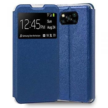 Funda Libro Soporte con Ventana Lateral para Xiaomi POCO X3 NFC / X3 PRO Color Azul - Protección Completa