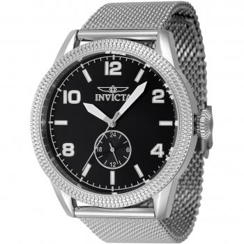 Reloj de Pulsera Invicta Vintage 47134 para Hombre con Correa Gris Plata y Dial en Latón Negro - Resistente al Agua - Movimiento de Cuarzo - Diámetro de 44mm