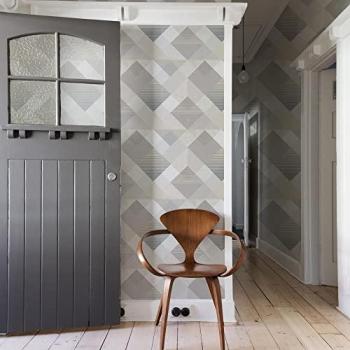 Contemporary Geometric Champagne Wallpaper - Easy Paste The Wall - 10m x 52cm