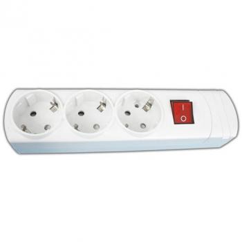 Base múltiple de 3 tomas con interruptor de policarbonato con cable 1,5 m. Electro DH 36.112