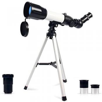 Upchase Telescopio Astronomico para Niños, 360/50mm Refractor Telescopio, Portatil con Trípode, para Niños,Infantil,Principiantes, Observer la Luna,Estrellas,de Aves, Regalo para niños