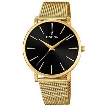 Reloj Festina Boyfriend F20476/2 para Mujer con Esfera Negra y Caja de Acero Inoxidable 316L Dorado