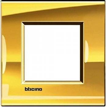 Placa Cuadrada Bticino Livinglight Oro Frío 2 Módulos LNA4802OA - Diseño Impecable