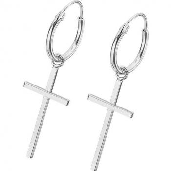 Pendientes Time Road WS03017/12 Basics de Plata con Motivo Cruz para Mujer